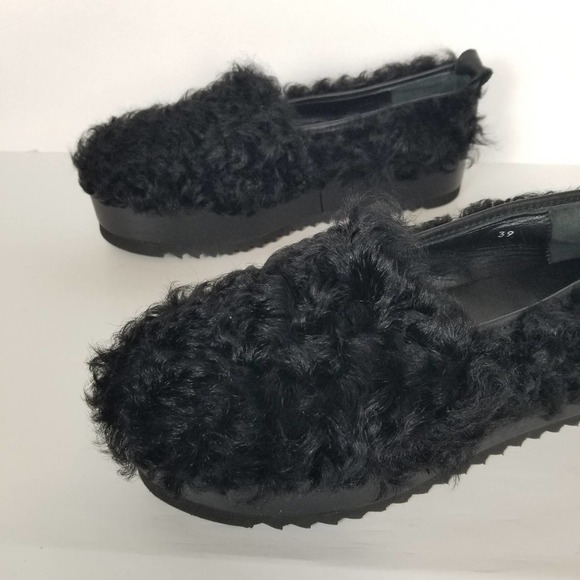 BALDAN mongolian lamb black leather platforms, size 39 - Picture 3 of 8